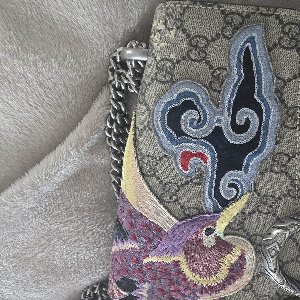 Gucci Women's Gray and Multicolor Embroidered Shoulder Bag - Picture 6 of 7